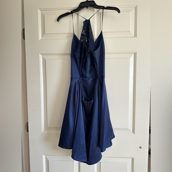 Navy satin HOCO Dress - Picture 2 of 3
